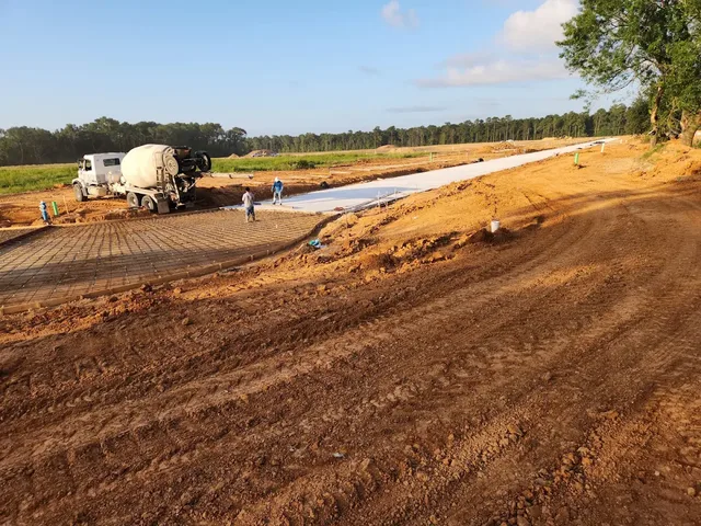 Large slab pour at golden hour
